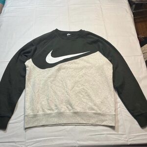 Nike Black and Light Gray Crewneck Sweatshirt with White Swoosh